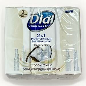 Dial Complete 2 in 1 Moisturizing & Antibacterial Beauty Bar Soap - Coconut -3pk